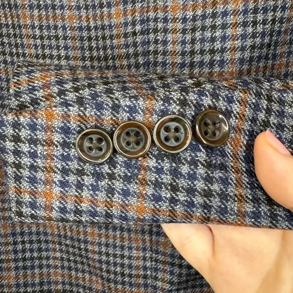 Stafford Men’s Suit Jacket/Sport Coat/Blazer Blue/Brown Plaid 44R